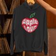 「Red Apple Fresh Fruit 」 ハート型 Love りんご フルーツ ユニークデザイン 長袖tシャツ パーカー