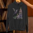 かわいいハチドリ バードウォッチング ルピナスフラワーガール 植物 ママ 長袖tシャツ パーカー