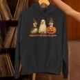 ペンギン 魔女 ゴースト パンプキン トリオ ハロウィン 楽しい 長袖tシャツ パーカー