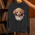 ポケットから覗く トイプードル 可愛い 犬 かわいい 子犬 犬好き 犬の飼い主 愛犬家 メンズ レディース キッズ パーカー