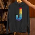 文字 J 大文字 アルファベット モノグラム イニシャル レインボー アルファベット J パーカー
