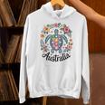 かわいいウミガメオーストラリア、楽しいトロピカルフラワーとハート パーカー