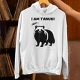 たぬきのシルエット I Am Tanuki おもしろ ユニーク 白黒 アニマル かわいい動物 狸 タヌキ 野生動物 パーカー