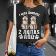 2 秋田犬前は普通だった 面白い秋田犬愛好家 長袖tシャツ Tシャツ 彼女への贈り物