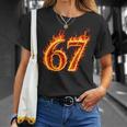 67 Fireixeven Meme Flames スラング 数字 面白い キッズ ティーン 長袖tシャツ Tシャツ 彼女への贈り物