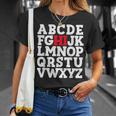 Abcのhiおかしいこんにちはアルファベット学生教師グリーティング Tシャツ 彼女への贈り物