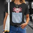 Axolotl ポケットに入った魚 両生類 ペット ホワイト アホロートル トカゲ Tシャツ 彼女への贈り物