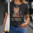 Cat-Ching Up On Pottery 面白い猫好きデザイン Tシャツ 彼女への贈り物