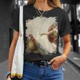Creation Of Chicken Adam クラシック ミケランジェロ ニワトリ ファニー Tシャツ 彼女への贈り物