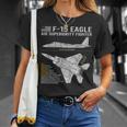 F-15イーグル航空機の設計図ジェット戦闘機データ Tシャツ 彼女への贈り物