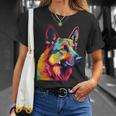 GERMAN SHEPHERD Rainbow Pop Art Retro Paint Splatter Dog Tank Top T-Shirt Gifts for Her