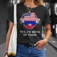 Half American Half Haitian Usa Haiti Flag メンズ レディース Tシャツ 彼女への贈り物