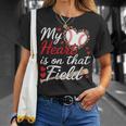 My Heart Is On That Field Cute Baseball Mom Baseball Grandma T-Shirt Gifts for Her