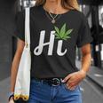 Hi Hello マリファナの葉 ハッピーファニー大麻 ウィード パイナップル Tシャツ 彼女への贈り物