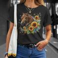 Horse Sunflower Butterfly Country Western Boho Horses Riding T-Shirt Gifts for Her