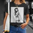 Hot Girl On 男性用 セクシー ブルネット ピンナップガール B&W Tシャツ 彼女への贈り物