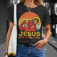 Jesus Has Your Back Jiu Jitsu レトロ クリスチャン メンズ レディース キッズ Tシャツ 彼女への贈り物