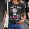 Just A Girl Who Love Tennis & Pandas パンダテニス愛好家 Tシャツ 彼女への贈り物