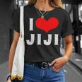 I Love Jiji 愛 ハート じーじ じいじ おじいさん 父の日 家族 家族写真 記念写真 おもしろ かわいい Tシャツ 彼女への贈り物