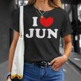 I Love Jun 私は愛する Jun Tシャツ 彼女への贈り物