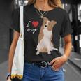 I Love My & Red Merle ボーダーコリー ドッグラバー。 Tシャツ 彼女への贈り物