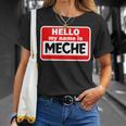 Meche Hello Hi My Name Is ネームオン カスタム Tシャツ 彼女への贈り物