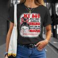 Messy Bun Softball Mom My Boy May Not Always Swing But I Do T-Shirt Gifts for Her