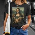 Mona Lisa Mit Orangefarbener Katze Lustige Kunstmalerei T-Shirt Geschenke für Sie