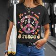 Peace 60年代風 フラワーデザイン Tシャツ 彼女への贈り物