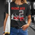 Racing Into 2Nd Birthday レースカー 2歳 幼児 男の子 Tシャツ 彼女への贈り物