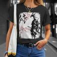 Samurai Giraffe Ninja Budo Japan Worrior Cherry Blosson Tシャツ 彼女への贈り物