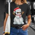 Santa Snowman Rock Hand Sign Language Xmas Rock Music Lover T-Shirt Gifts for Her