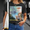 Ufo付き猫セルフィー Tシャツ 彼女への贈り物