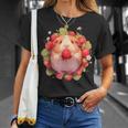 いちご モルモット 水彩 花柄 かわいい モルモット Tシャツ 彼女への贈り物