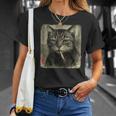 おもしろい 悲しい猫 喫煙 タバコ ミーム 恋人 墨絵 日本語 Tシャツ 彼女への贈り物