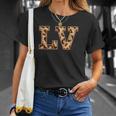 かわいい 文字 Lv イニシャル 名前 ヒョウ チーター動物 長袖tシャツ Tシャツ 彼女への贈り物