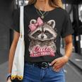 かわいいけど野生的な面白いアライグマの弓ミームかわいい動物のユーモア 長袖tシャツ Tシャツ 彼女への贈り物