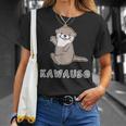 ゆるカワウソさん まるくん『はろー』 コツメカワウソ かわいい キャラクター イラスト Tシャツ 彼女への贈り物