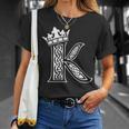 アルファベットtシャツ イニシャル文字 K & King Queen 王冠 Tシャツ 彼女への贈り物