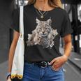 オイル スケッチ ワイルドライフ ボブキャット オレンジ ボブキャット Tシャツ 彼女への贈り物
