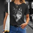 オオカミ 動物 モチーフ アート オオカミ 長袖tシャツ Tシャツ 彼女への贈り物
