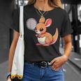 カンガルー かわいい ラケット スポーツ テニス プレイ 動物 キャラクター キュート Tシャツ 彼女への贈り物