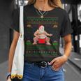 クリスマスセータースタイル サンタ相撲 アグリークリスマス 長袖tシャツ Tシャツ 彼女への贈り物