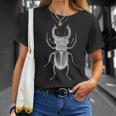 クワガタ愛好家と昆虫学者のためのヴィンテージ昆虫アート クールなクワガタ Cooltag Beetle Tシャツ 彼女への贈り物