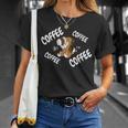 コーヒーシェットランド・シープドッグ犬 Tシャツ 彼女への贈り物