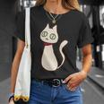 シロネコ 胸にワンポイント 落書き風 おもしろ Tシャツ 彼女への贈り物