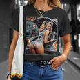 セクシーガールグラフィックtシャツ セクシーなブロンドメカニックピンナップガール Tシャツ 彼女への贈り物