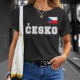 チェコ共和国 胸に Cesko 旗国旗 Tシャツ 彼女への贈り物
