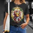 トリケラトプス恐竜ロボット トリケラトプスのマッチングデザイン Tシャツ 彼女への贈り物