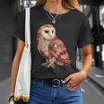 ハート柄の奇抜なパッチワークフクロウ Tシャツ 彼女への贈り物
